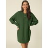 INSPIRE CHIC Women's Long Sleeve Crewneck Mini Cable Knit Casual Sweater Dress - 2 of 4