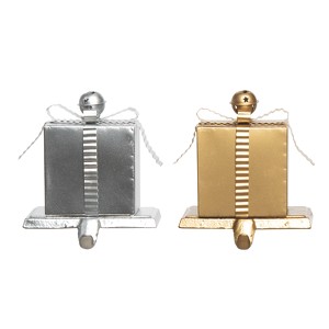 Transpac Metal Glitz Gift Stocking Holders Set of 2 Christmas Home Decorations - 1 of 1