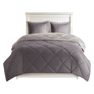 Gulches Twin/Twin XL 3M Scotchgard Diamond Quilting Reversible Down Alternative Comforter Set with 1 Sham - 1 of 4