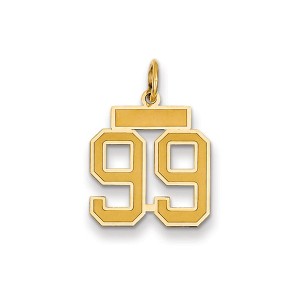 Black Bow Jewelry 14k Yellow Gold, Jersey Collection, Small Number 99 Pendant - 1 of 2
