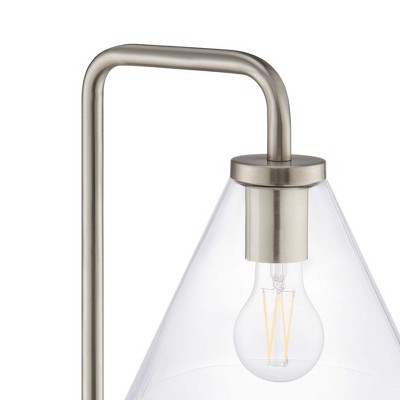 Element Satin Nickel Glass and Metal Arc Floor Lamp