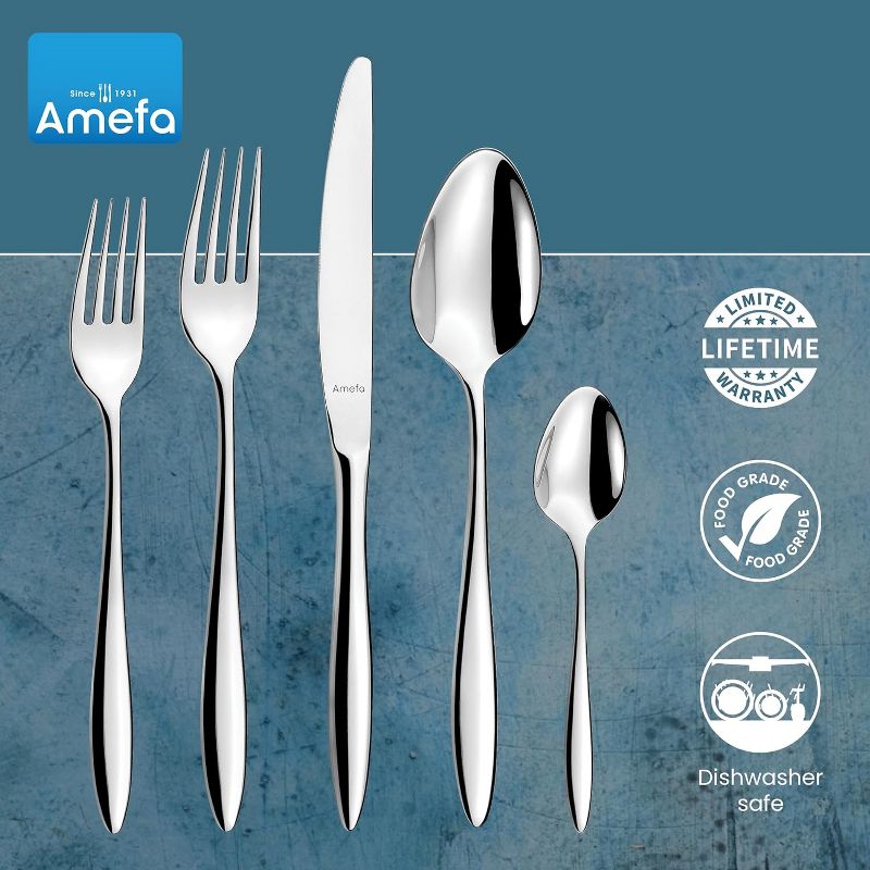 Amefa Ariane 20-Piece, Premium 18/0 Stainless Steel Flatware Set, High Gloss Mirror Finish, Silverware Set Service for 4, Rust Resistant Cutlery, 5 of 8