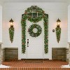 Christmas Wreath and Garland Set of 6,PreLit LED Artificial Christmas Decor with One Xmas Wreath and Arc Garland - 4 of 4