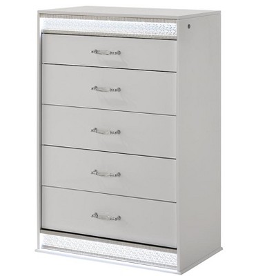 Glam Modern Style 5-Drawer Chest Made with Wood in White same asG150108641 (B is NJ inventory, G is CA inventory,)