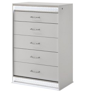 Glam Modern Style 5-Drawer Chest Made with Wood in White same asG150108641 (B is NJ inventory, G is CA inventory,) - 1 of 4