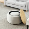CAVINAS Round Foam Storage Ottoman Bench with Small Seat,Upholstered Storage Ottoman,Storage Bench for Living Room,Bedroom - 2 of 4