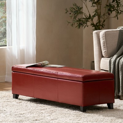 TiramisuBest Storage Ottoman Bench, Brown PU Entryway Bench, 51.25"L x 17.5"W x 16.25"H