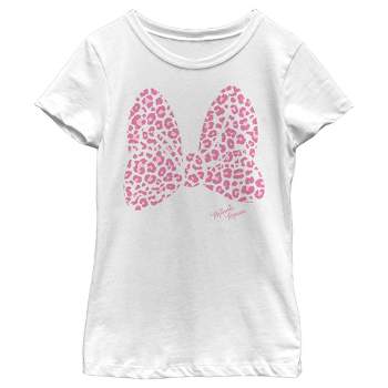 Girl's Minnie Mouse Cheetah Print Bow T-Shirt