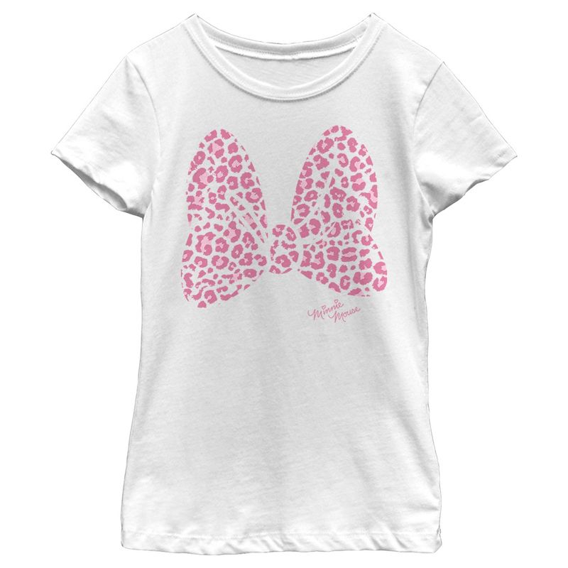 Girl's Minnie Mouse Cheetah Print Bow T-Shirt, 1 of 5