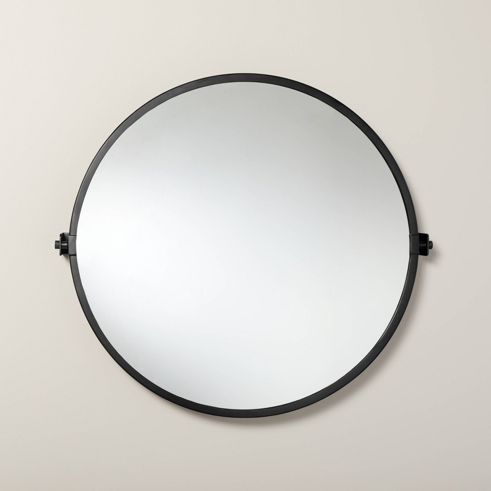 30" Round Bathroom Vanity Pivot Mirror Black Finish - Hearth & Hand™ with Magnolia