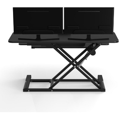 Black Electric Height Adjustable Standing Desk Converter with Keyboard Tray
