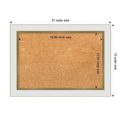 Eva White Gold Narrow Framed Natural Cork Bulletin Board