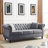 TiramisuBest 80" 3-Seater Tufted Velvet Sofa with Rolled Arms & Nailhead Trim, Grey for Living Room, Bedroom & Office,2 Pillows - 3 of 4