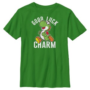 Boy's Nintendo Super Mario Yoshi St. Patrick's Good Luck Charm T-Shirt - 1 of 3