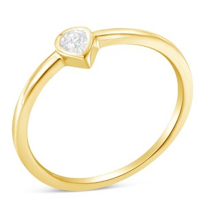 14K Yellow Gold Plated Silver 1/20 Cttw Diamond Teardrop Pear-Shaped Ring - 1 of 4