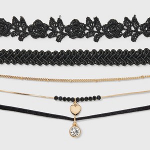 Edgy Trim and Chain Choker Set 5 pc - Wild Fable™ Black/Gold - 1 of 3