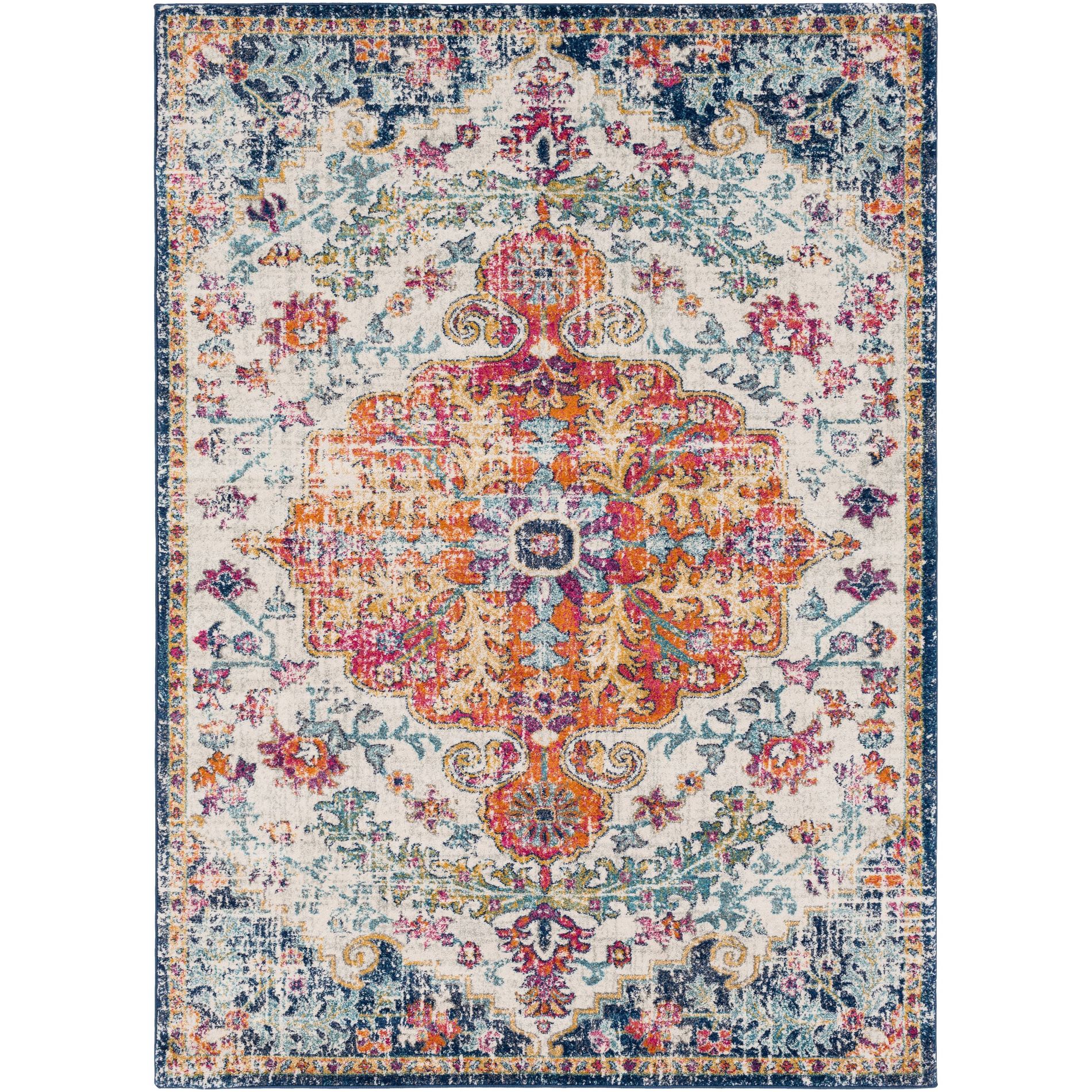 Livabliss 5'3"x7'3" Abby Traditional Rugs Aqua: Medium Pile, Stain & Fade-Resistant, Indoor Use