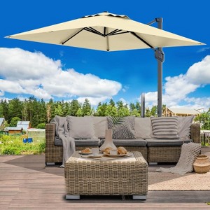 TackView Large Patio Cantilever Umbrella, 10' X 10' Aluminum Outdoor Cantilever Offset Umbrella with 360-Degree Rotation for Backyard, Pool - 1 of 4