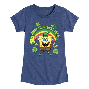 Girls' - SpongeBob Squarepants - Happy St. Patricks Day Fitted Short Sleeve Graphic T-Shirt - 1 of 4