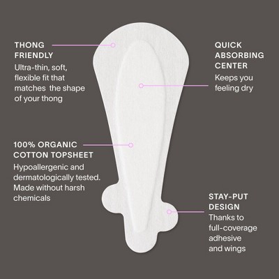 Cora Organic Top Sheet Thong Regular Ultra Thin Panty Liners - Unscented - 40ct