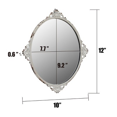 Elegant Oval Off-White Distressed Metal Wall Mirror