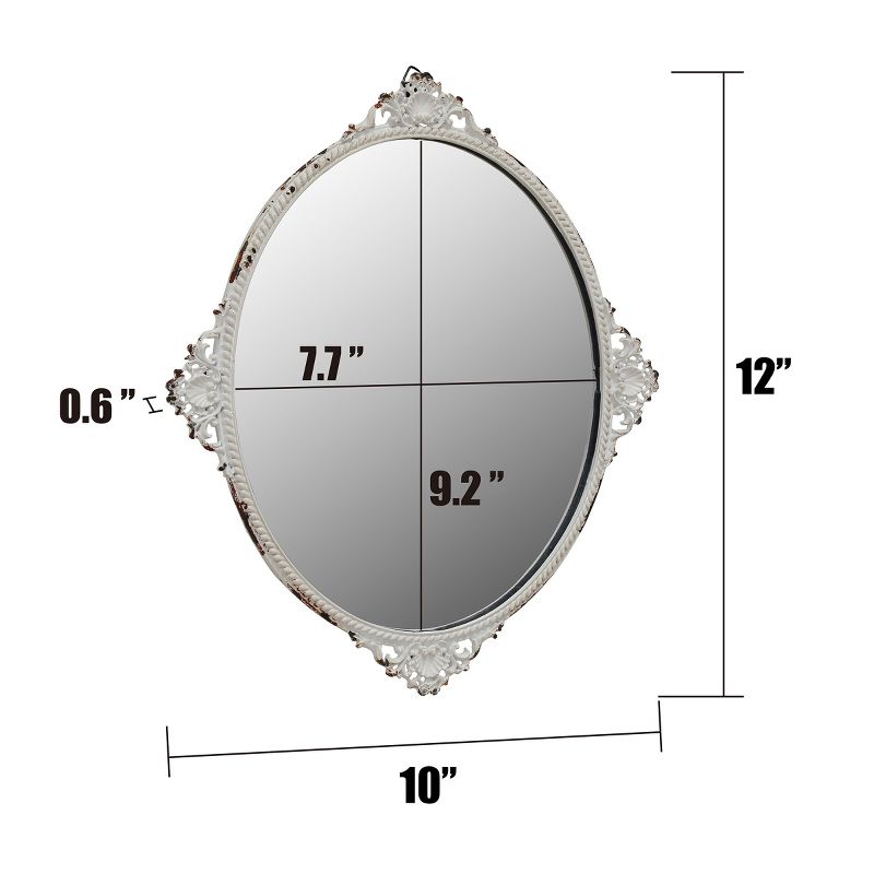Oval Antique Metal Wall Mirror White - Stonebriar Collection, 4 of 5