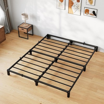 homfan Bed Frame, High Platform Bed Frame, Queen Size with Storage Space, Heavy Duty Steel Slat Support, No Screws Needed, Easy Assembly