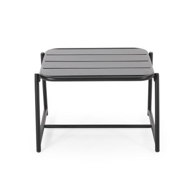 Modern Metal Black Outdoor End Table, Matte-Finished Patio Side Table for Outside, 20.5" Wide Rectangle Patio End Table -Christopher Knight Home