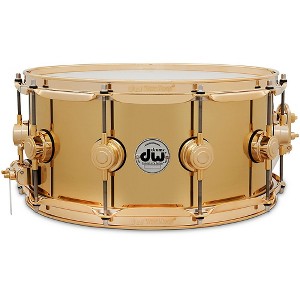 DW Collector's Series Polished Brass Snare with Gold Hardware 14 x 6.5 in. - 1 of 4
