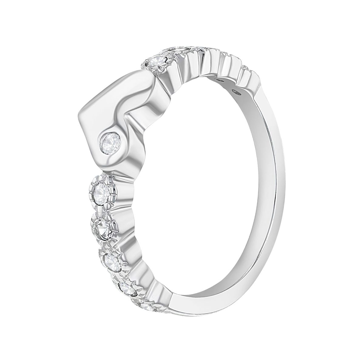 Girl's Heart & CZ Band Sterling Silver Ring - In Season Jewelry - thumbnail 8