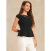 INSPIRE CHIC Women's Peplum Hem Round Neck Cap Sleeve Business Elegant Plain Tops - 4 of 4