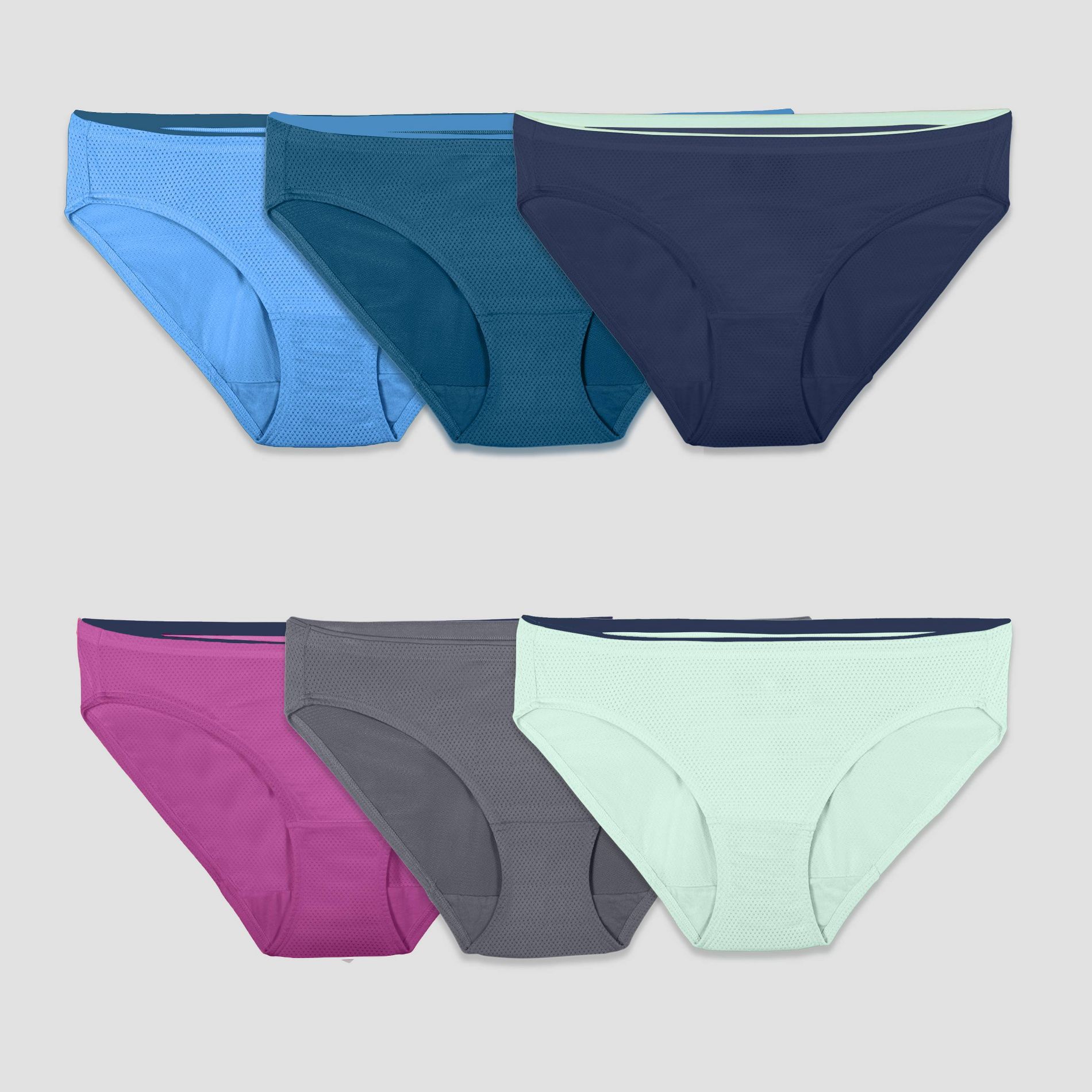Fruit of the Loom Women's 6pk Breathable Micro-Mesh Bikini Underwear - Colors May Vary 8: Moisture Wicking, Tagless