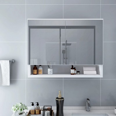 vidaXL LED Bathroom Mirror Cabinet White 31.5 in.x5.9 in.x23.6 in. MDF