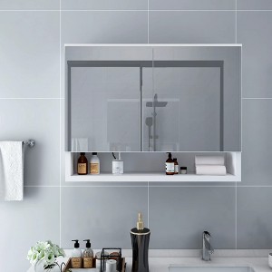 vidaXL LED Bathroom Mirror Cabinet White 31.5 in.x5.9 in.x23.6 in. MDF - 1 of 4