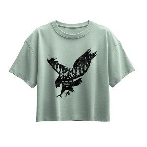 Girls' - Instant Message - Nature Eagle Short Sleeve Boxy Graphic T-Shirt - 1 of 3