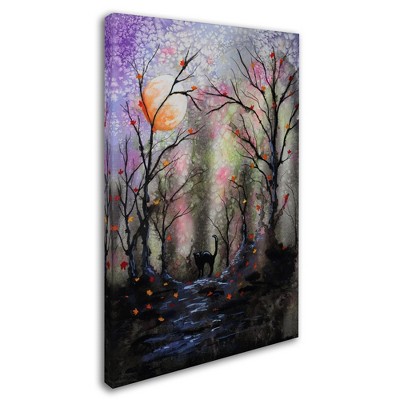 Trademark Fine Art -Michelle Faber 'Black Cat In Forest' Canvas Art