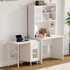 70" L Shaped Rotating Computer Desk with Hutch and Glass Cabinets, Modern Writing Table with Storage for Home Office or Bedroom -3irtyhousy - 2 of 4
