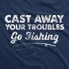 Mens Cast Away Your Troubles Go Fishing T Shirt Cute Outdoors Tee - Crazy Dog Men's T Shirt - 2 of 4