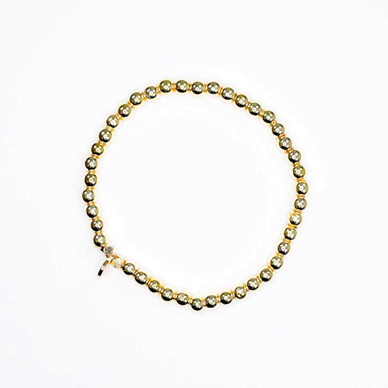 ETHIC GOODS Women's Gold Hematite Stone Stacking Bracelet, 1 of 6