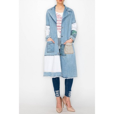 Women's Duster Jacket With Patches - Origami