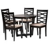 Baxton Studio Leda Modern Sand Fabric and Dark Brown Finished Wood 5-Piece Dining Set - 2 of 4