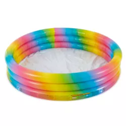 Intex 58449EP Rainbow Ombre 3 Ring Circular Inflatable Outdoor Swimming Pool with for Kids Ages 2 Years or Older with Repair Patch