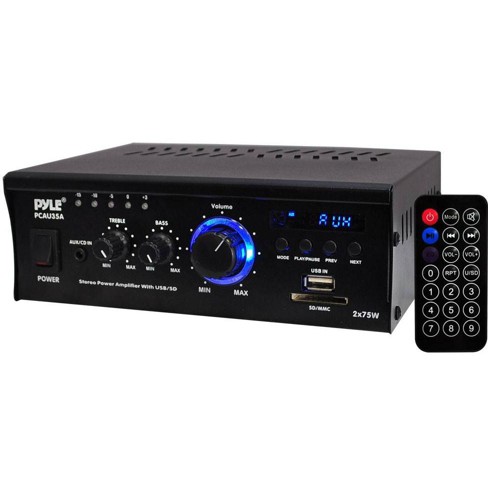 Pyle Pcau35a 2 Channel 75 Watt Home Theater Stereo Power Amplifier Receiver With 3 5 Millimeter Aux Rca Usb And Sd Inputs Target pyle pcau35a 2 channel 75 watt home theater stereo power amplifier receiver with 3 5 millimeter aux rca usb and sd inputs