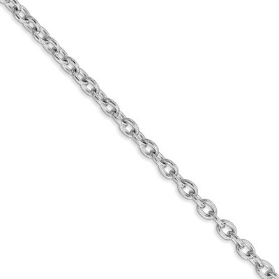 Black Bow Jewelry 3.2mm, 14k White Gold Solid Link Cable Chain Necklace