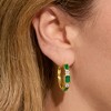 Ross-Simons 2.10 ct. t.w. Emerald and .13 ct. t.w. Diamond Hoop Earrings in 18kt Gold Over Sterling - 3 of 4