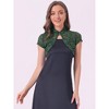 INSPIRE CHIC Women's Lace Stand Collar Pearl Button Short Sleeve Cropped Shrug - 3 of 4