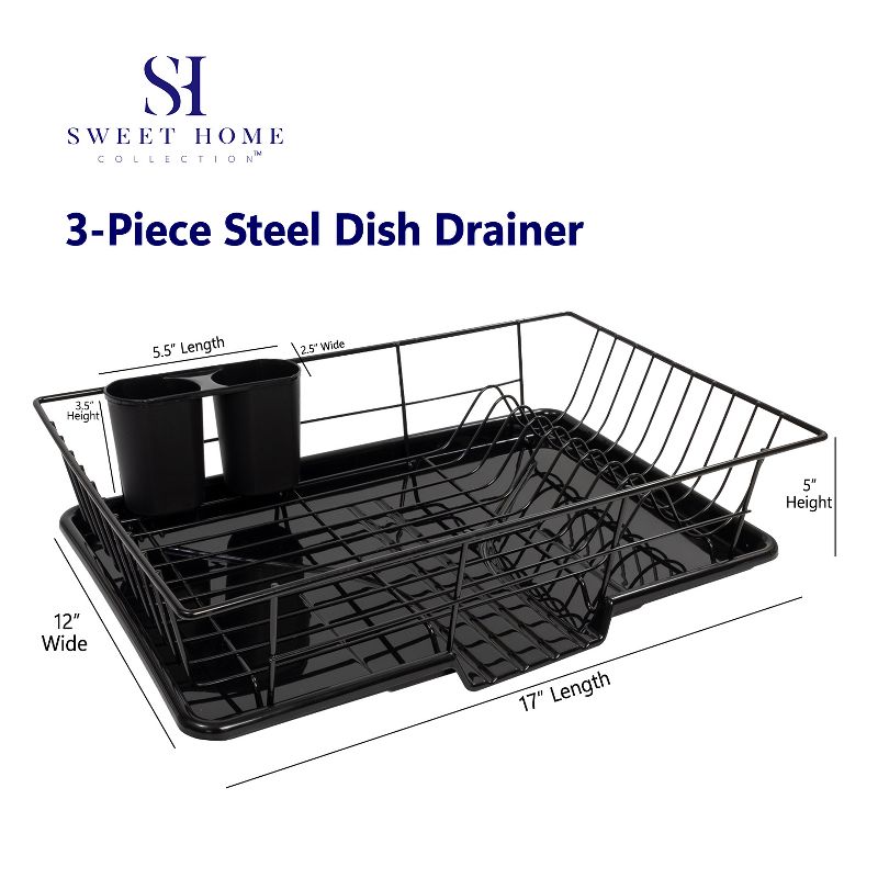 Steel 3-Piece Large Dish Drainer by Sweet Home Collection™, 4 of 5