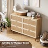 6 Drawer Dresser, Rattan Chest of Drawers with Deep Drawers, Large Modern Double Dresser for Closet with Wide Top, Horizontal Wooden Dresser - 4 of 4