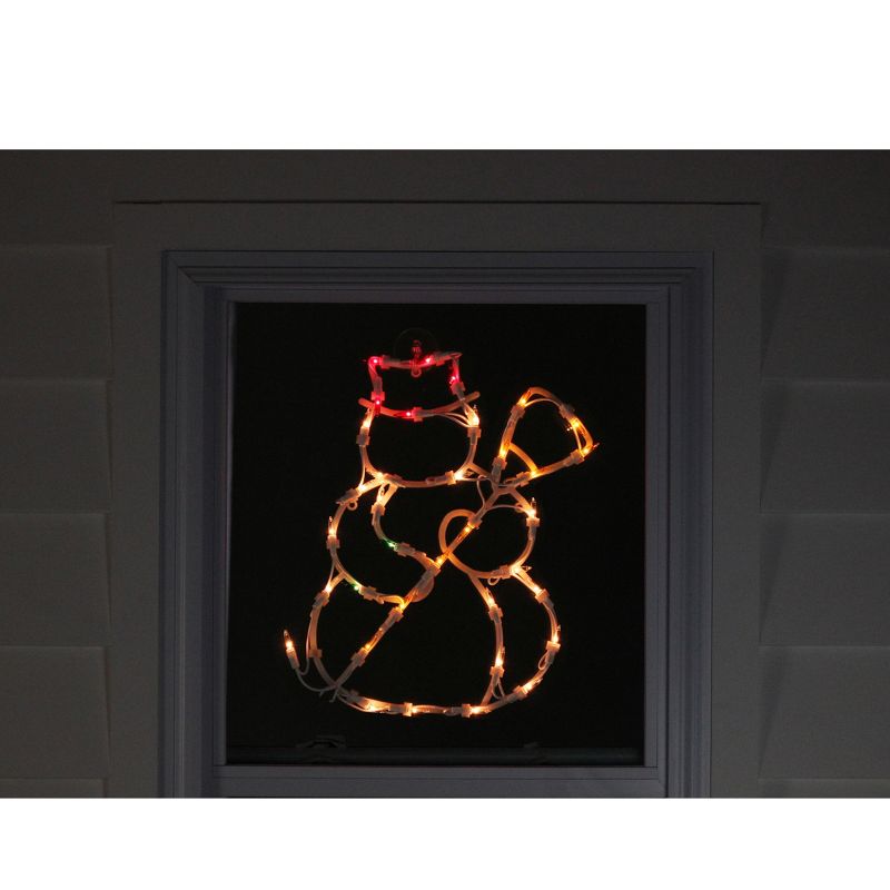 Northlight 15" Red and Yellow Lighted Snowman Christmas Window Silhouette Decoration, 3 of 5