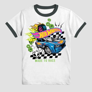 Boys' Hot Wheels Short Sleeve Graphic T-Shirt - White - 1 of 3